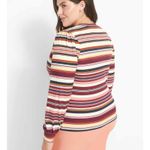 Lane Bryant gabrielle striped deep plunge button front cardigan Photo 1