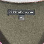 Chris McLaughlin Knit Dress Chevron Print Green Purple Brown 3/4 Sleeves Sz 14 Photo 9