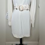 NTM: MOTF Belted Square Neckline Lined Cream & Gold Dress Size Small Photo 4