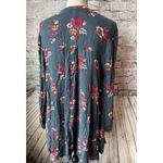 Free People  Green Floral Relaxed Tunic Long Sleeve Blouse Women’s‎ Shirt XS Photo 3