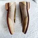 Louise James Women's Beige Linen Square Toe Block Heel Loafers Shoes Size 6.5M Tan Photo 5