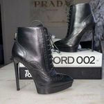 Saint Laurent Black Janis Oxford Nappa Leather Stiletto Lace Up Ankle Boots Photo 0