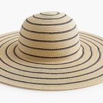 J.Crew Navy/Natural woven wide brim Striped Sun Hat. Straw. Size M/L. NWT. Photo 0