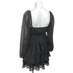 Abercrombie & Fitch Black Mesh Long Sleeve Ruffle Tiered Flounce Mini Dress Sz S Photo 1