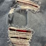Lane Bryant  Boyfriend Jeans Mid Rise Distressed Plaid Patch Light Wash 14 Photo 2