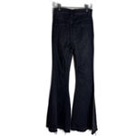 We The Free  Jeans Womens 26 Black Flare High Rise Button Fly Distressed Hem Boho Photo 10