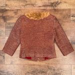 Boston Proper  Tweed Blazer Brown & Red Suit Jacket w/ Tan Floral Trim Photo 8