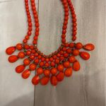 Early 2000s Vibrant Orange Beaded Statement Bib Necklace Photo 4