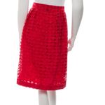 Zac Posen  red pleaded eyelet knee length skirt Photo 3