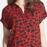 Pleione Nordstrom Women's Allover Graphic Pullover Split Neck Hi-Lo Blouse L Photo 0
