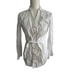 Maeve  Anthropologie White Belted Button Down Size 4 Photo 2