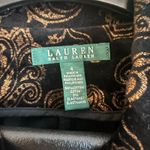 Ralph Lauren Lauren  Stretch Velvet Floral Blazer Jacket Black Gold $199 NYE Photo 3