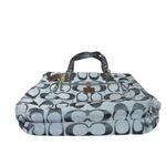 Coach Poppy Signature Sateen Tote Gray Silver Metallic Shoulder Bag Purse Large Photo 3