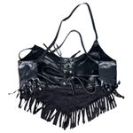 Ashim Hot Topic Black Leather Fringe Crop Top Size Small NEW with Tags Other Photo 1