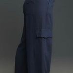 Anthropologie PILCRO x | Len Beach Cargo Pants Viscose Linen Navy Blue | 18W Photo 0
