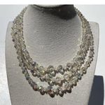Vintage 3 Strand AB Aurora Borealis Crystal Faceted Beads Style Necklace 15.5” White Photo 7