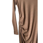 Cider  Body Con Dress Womens Size M Brown Ribbed Round Neck Long Sleeve Midi NEW Photo 3