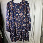 Emma & Michele  Women's 3X Blue Floral Long Sleeve Button Down Tiered‎ Dress New Photo 9