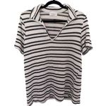Kaileigh Striped Knit Collared Polo Sweater Shirt Blouse Black & Cream Size 3XL Photo 0