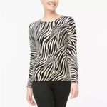 J.Crew Zebra Print Crewneck Sweater Pink Black Animal Print Top cashmere S Photo 3
