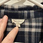 Hem & Thread  Womens Button‎ Up Blue Plaid Long Sleeve Top Large Grey Contrast Photo 2