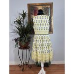 Max Studio Dress Women's Medium Yellow Gray Sleeveless Fit and Flare Lace Photo 4