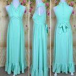 VINTAGE 70s Green Halter Style Dress Photo 1