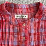 Natural Life Montana Cotton Gauze Top Pink Lavender Plaid Metallic Size M Photo 5