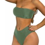 Zaful new ❤︎ Bandeau High Cut Bikini 2PC Swimsuit ❤︎ Army Green ❤︎ 6 Top / 4 Btm Photo 14