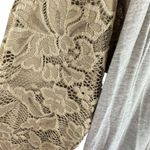 Egy Gray Raglan Stretchy Long Tan Lace Sleeve Rayon Top Made In USA Size M Size M Photo 2