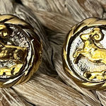 Gold Tone Zodiac Aries Ram Clip Earrings Photo 0