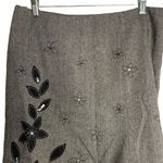 Jones New York Vintage  Wool Blend Skirt 12P Black Herringbone Embroidered Lined Photo 1