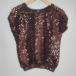 Vintage Toppettes By‎ A Brod Bronze Open Knit Sequin Top Size Medium Gold Photo 0