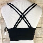 Sports bra mesh insert double crisscross back stretchy Size Small Black Photo 3