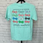 Simply Southern Simple Southern Teal Life is Full of Choices Bow Printed T-Shirt Size Small Photo 1