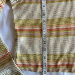 SO Jrs. Waffle Knit Mock Neck Quarter Zip Striped Crop Top Size Large Yellow Photo 6