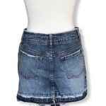 SO Denim Jean Mini Skirt Frayed Hem Distressed Look Beaded Photo 2
