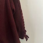 American Eagle Outfitters Maroon Knit Sweater Ribbon knit detail Photo 4