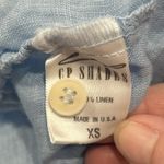 CP Shades  Shirt Womens XS Linen Button Down Ruffle Top Sky Blue Lightweight USA Photo 2