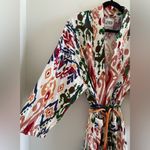 ZARA Colorful Abstract Boho Artsy Hanoi Kimono Linen Blend Size Medium Photo 7