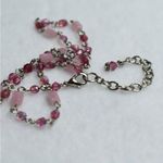 Victorian Style Shades Of Pink Silver Tone Link Chain Choker Necklace Like New Photo 2