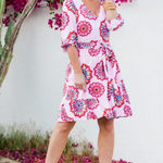 NWT Gibsonlook x Hi Sugarplum Blissful Blouson Dress Pink Floral Medallion Sz S Photo 0