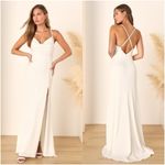 Lulus LULU’S Destined Romance White Satin Cowl Neck Backless Maxi Dress Photo 1