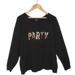 Torrid Party Gold Sequin Leopard Sweatshirt Long Sleeve Round Neck Black 2 Photo 3