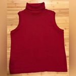 Womens Red 100% Cotton Minimalist Pullover Sleeveless Turtleneck Sweater,USA|LRG Size L Photo 12