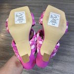 Marc Fisher  Womens Toree Heeled Mule Sandal Size 8.5 M Pink Woven Slip On Preppy Photo 2