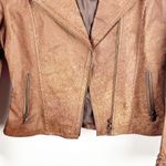 CRIPPLE CREEK Brown 100% Genuine Leather Studded Zipper Pockets Moto Jacket Size M Photo 7