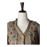 The Italian Mob Vintage Sweater Women Small Brown Knit Star Bobble Cardigan Photo 2