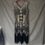 None Unbranded Gold and Black Beaded Flapper Dress Size Large Photo 5