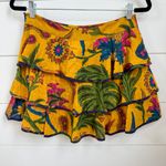 Farm Rio  Yellow Floral Tiered Ruffle Mini Skirt‎ S NWT Women's Photo 2